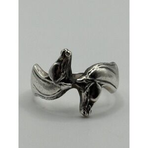James Avery Retired Sterling Silver 925 Double Horse Head Ring Size 7